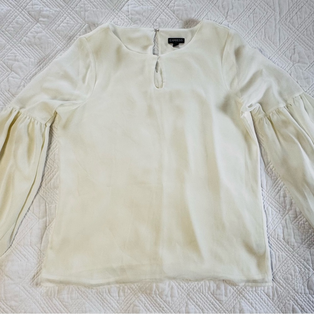 Express Cream Ballon Sleeve Fairycore Elegant Blouse - Medium